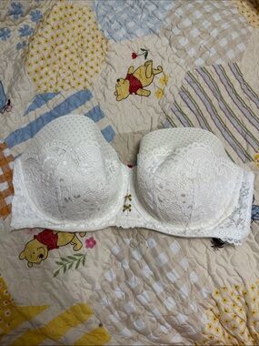 Lane Bryant White Lace Strapless Underwire Bra and thong